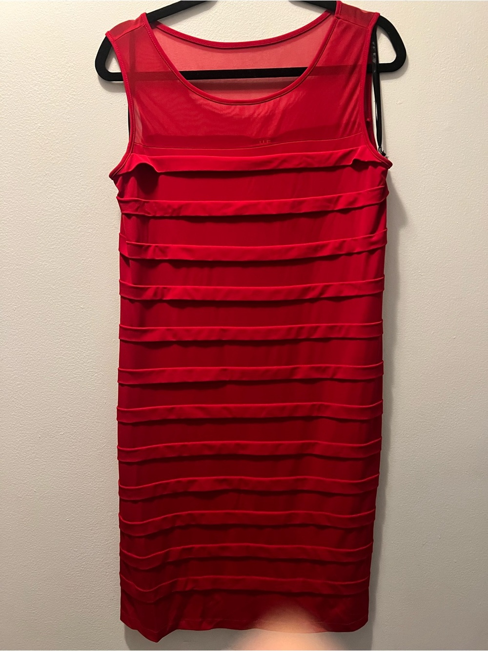 Sleeveless Red Ruffle-Trim Midi Dress